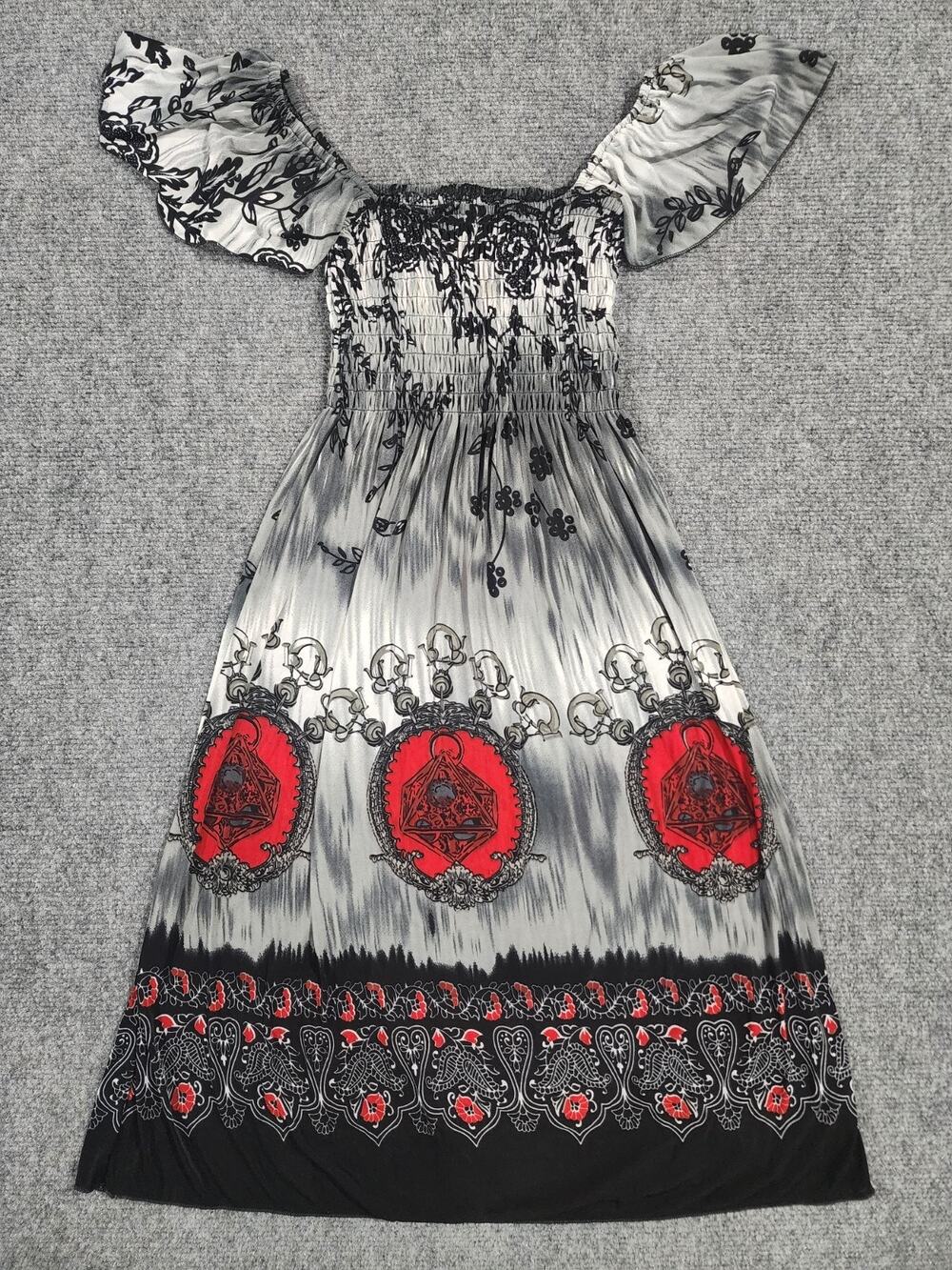 New Womens Large Silk Blend Convertible Dress Maxi Skirt Boho Smocked L